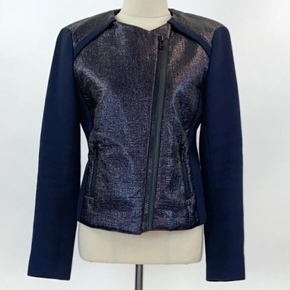 Sandro Paris Purple Cotton Wool Full Zip Moto Jacket NWT - Picture 1 of 10